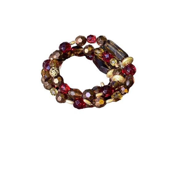 Gold and Burgundy Necklace and Bracelet Set - Picture 2 of 6